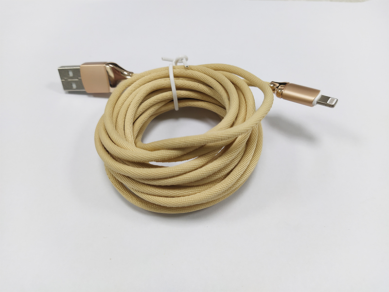 31-3米2A布藝編織蘋(píng)果數(shù)據(jù)線(xiàn)金色